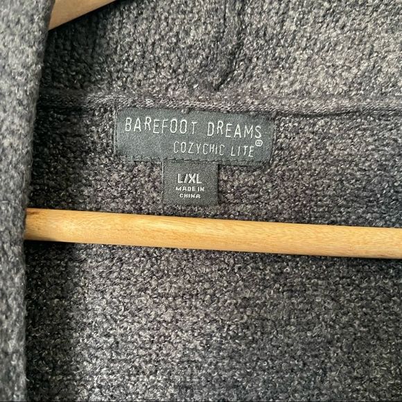 BAREFOOT DREAMS draped cardigan cozy chic ultra lite size L/XL grey/black - Picture 8 of 14
